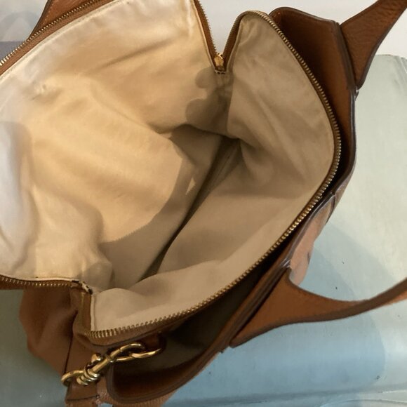 Banana Republic LARGE Bag Gold HardwareBrown Pebbled Leather Tote W/ Laptop Slv - Picture 7 of 15